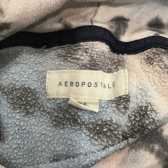 Aeropostale Men Size Small Script Logo Tie Dye Pullover Hoodie Blue Embroidered - Picture 9 of 10